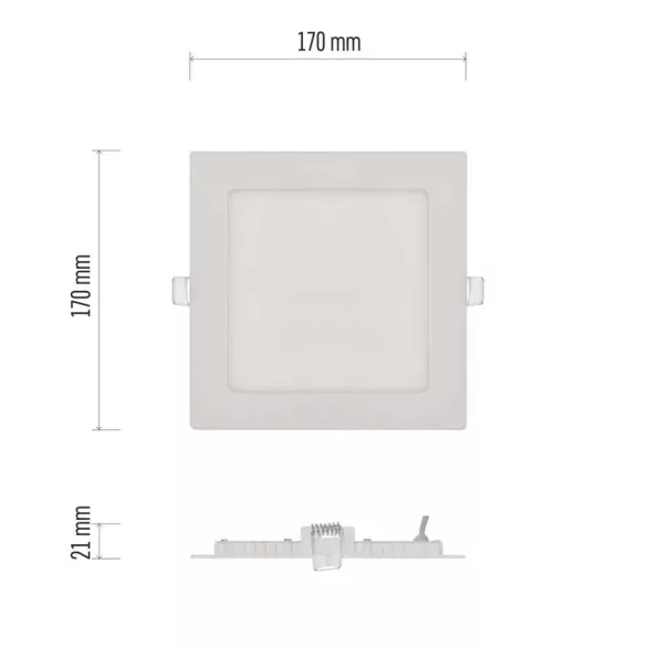 EMOS LED süllyesztett lámpatest NEXXO, négyzet, fehér, 12W, meleg fehér