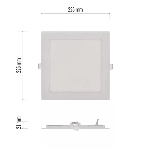 EMOS LED süllyesztett lámpatest NEXXO, négyzet, fehér, 18W, természetes fehér