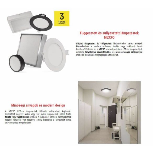 EMOS LED süllyesztett lámpatest NEXXO, négyzet, fehér, 18W, természetes fehér