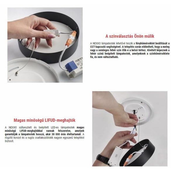 EMOS LED süllyesztett lámpatest NEXXO, négyzet, fehér, 18W, természetes fehér