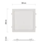 LED süllyesztett lámpatest NEXXO, négyzet, fehér, 24W, természetes fehér