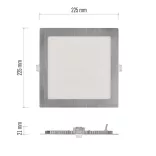 LED süllyesztett lámpatest NEXXO, négyzet, ezüst, 18W, CCT, ZD2243
