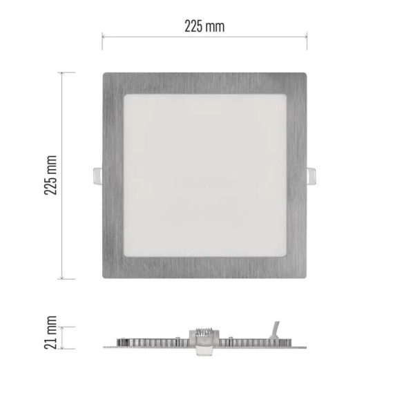 LED süllyesztett lámpatest NEXXO, négyzet, ezüst, 18W, CCT, ZD2243