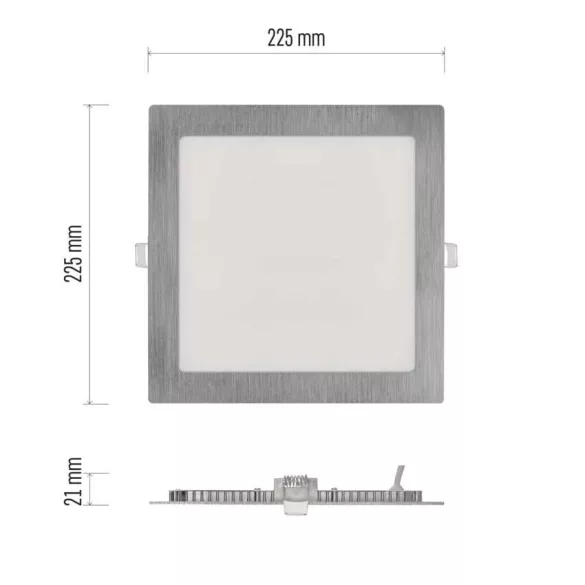LED süllyesztett lámpatest NEXXO, négyzet, ezüst, 18W, CCT, ZD2243