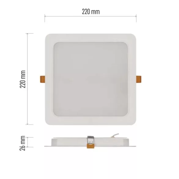 EMOS LED süllyesztett lámpa RUBIC, négyzet, fehér, 24W, természetes fehér ZD2452