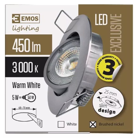 EMOS Exclusive LED spotlámpa 5W 450lm IP20 meleg fehér ZD3221