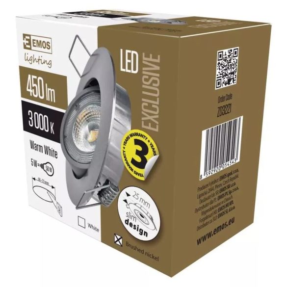 EMOS Exclusive LED spotlámpa 5W 450lm IP20 meleg fehér ZD3221
