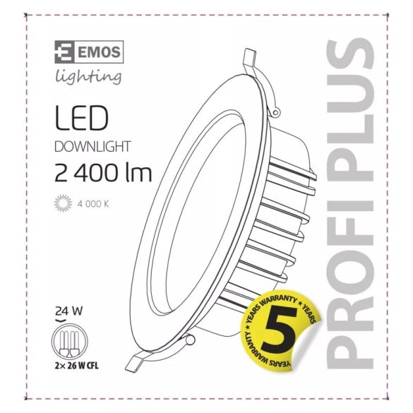 EMOS LED Downlight Profi Plus 24W természetes fehér ZD5222