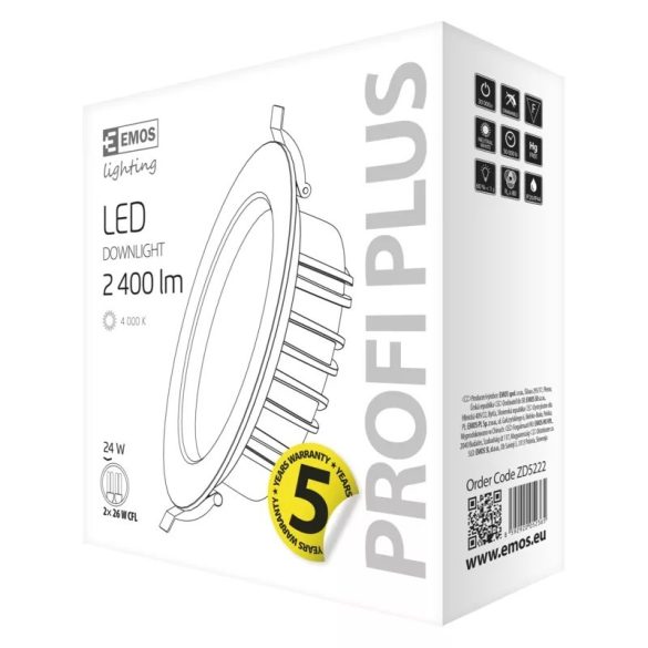 EMOS LED Downlight Profi Plus 24W természetes fehér ZD5222
