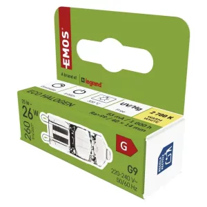 EMOS ECO HALOGÉN IZZÓ JC G9 25W 260 lumen,meleg fehér, ZE0304