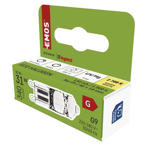 EMOS HALOGÉN IZZÓ ECO G9 230V 30W 340 lumen ZE0305