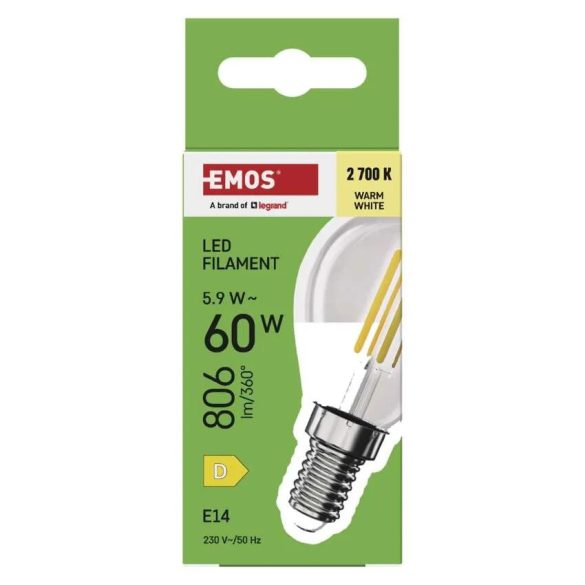 EMOS LED FILAMENT KISGÖMB 5,9W(60W) 806LM E14 WW ZF1D42