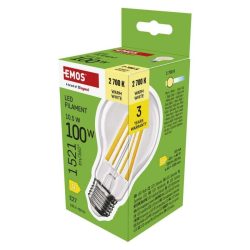   EMOS LED Filament izzó  A60 / E27 / 10,5 W (100 W) /1521 lm / Meleg fehér ZF5D62