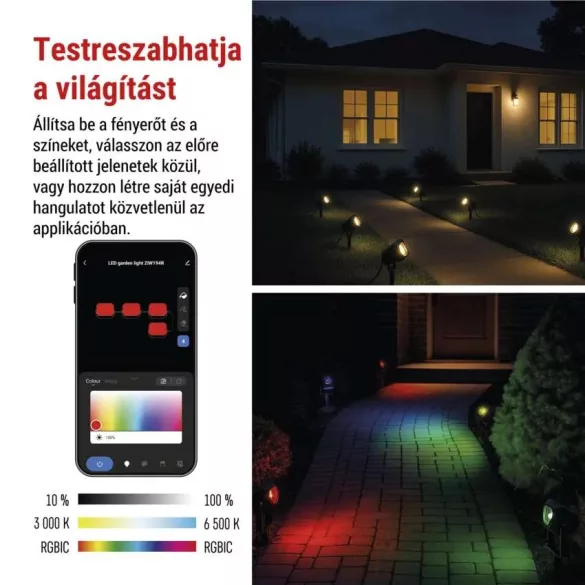 GoSmart kültéri LED spotlámpa, kezdő klt, 4 darab, 7 W, RGBIC dim., WiFi ZIW194R
