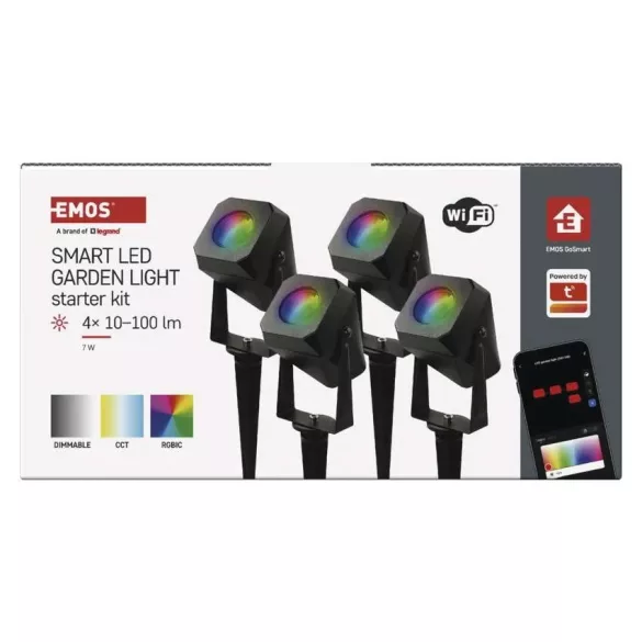 GoSmart kültéri LED spotlámpa, kezdő klt, 4 darab, 7 W, RGBIC dim., WiFi ZIW194R