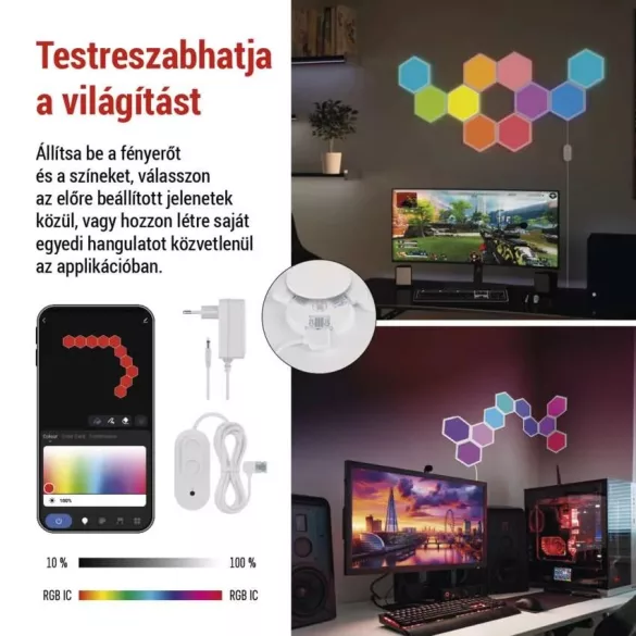 GoSmart LED-es lámpa indító készlet, 10 rész, 19 W, RGBIC dim. WiFi ZIW22AR