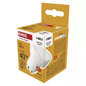 LED izzó Basic MR16 / GU10 / 5,2 W (40 W) / 450 lm / Természetes fehér ZL8F23