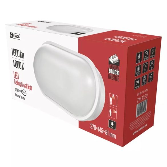 EMOS LED mennyezeti lámpa 20W 1600lm IP65 természetes fehér ZM3020