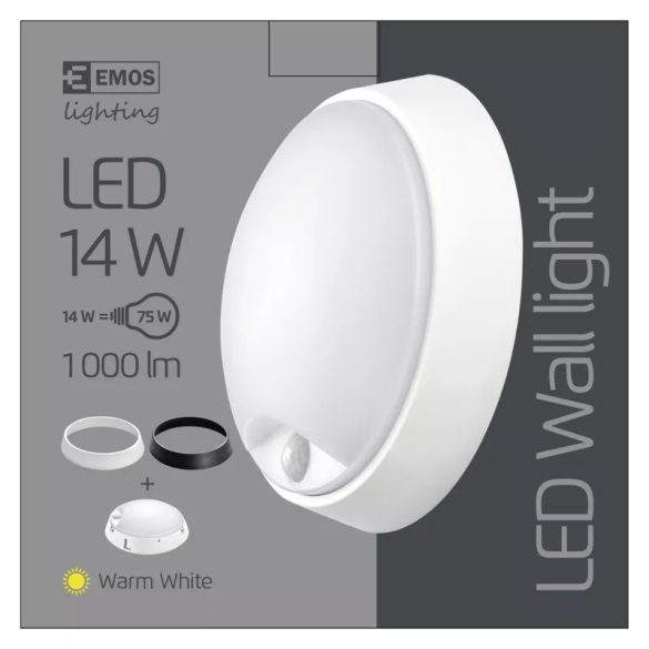 EMOS LED mennyezeti lámpa 14W 1000lm PIR érzékelővel IP54 meleg fehér  ZM3131