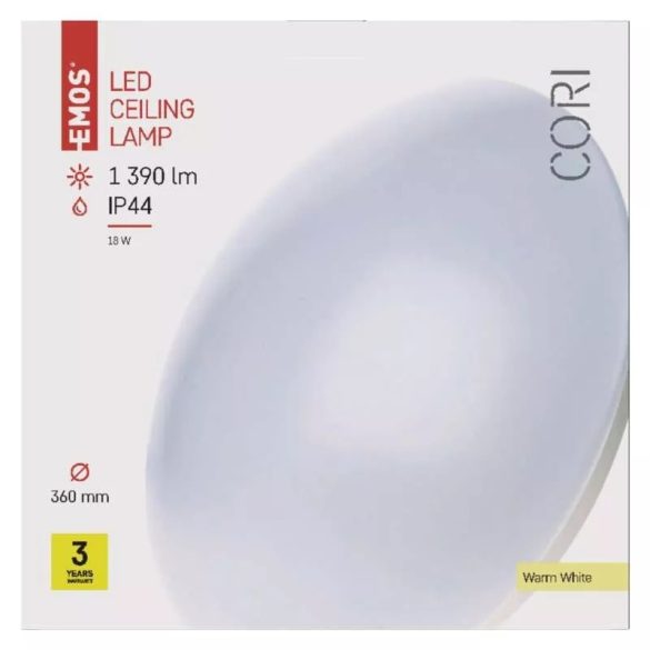 EMOS Cori LED mennyezeti lámpa 18W 1530lm IP44 meleg fehér  ZM3302