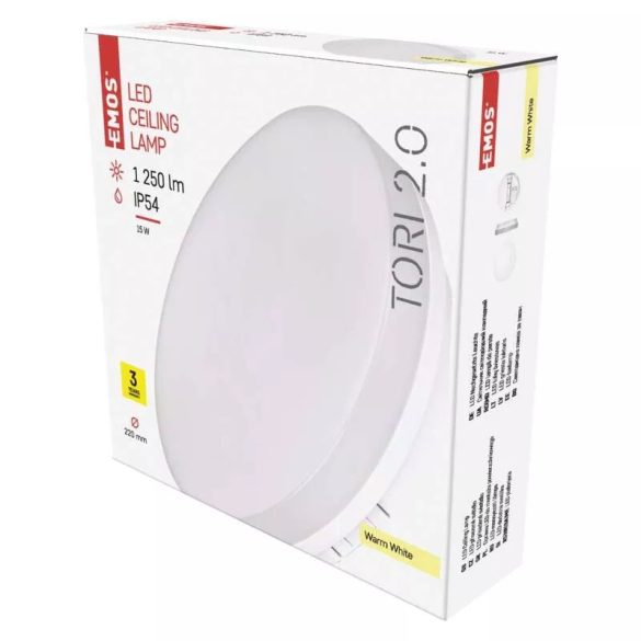 EMOS LED MENNYEZETI LÁMPA TORI 15W WW IP54 ZM4121