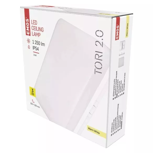 EMOS LED MENNYEZETI LÁMPA TORI 15W WW IP54 ZM4123