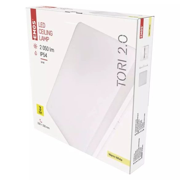 EMOS LED MENNYEZETI LÁMPA TORI 24W WW IP54 ZM4124