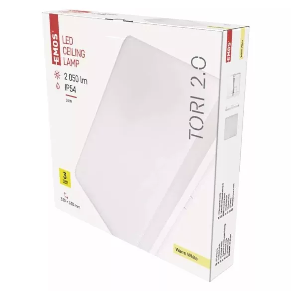 EMOS LED MENNYEZETI LÁMPA TORI 24W WW IP54 ZM4124