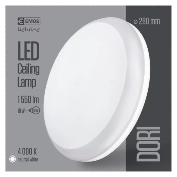 EMOS Dori LED mennyezeti lámpa 18W 1550lm IP54 term. fehér ZM4311
