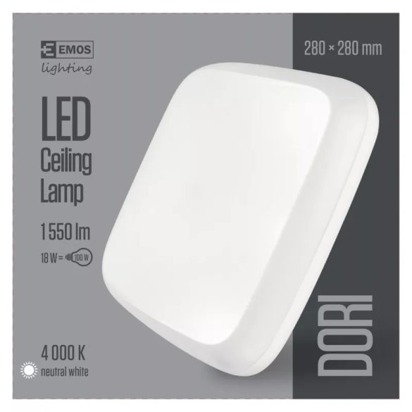 EMOS Dori LED mennyezeti lámpa 18W 1800lm IP54 term. fehér ZM4313