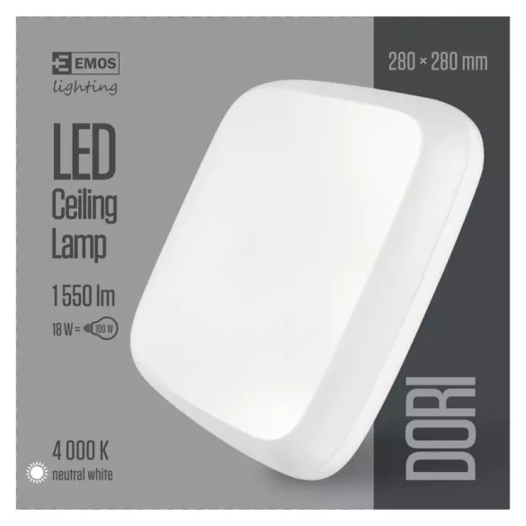EMOS Dori LED mennyezeti lámpa 18W 1800lm IP54 term. fehér ZM4313