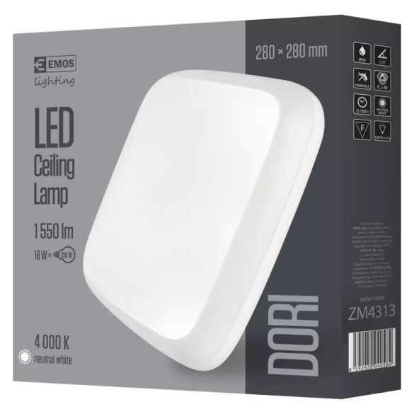 EMOS Dori LED mennyezeti lámpa 18W 1800lm IP54 term. fehér ZM4313
