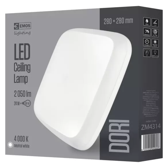 EMOS Dori LED mennyezeti lámpa 24W 2050lm IP54 term. fehér ZM4314