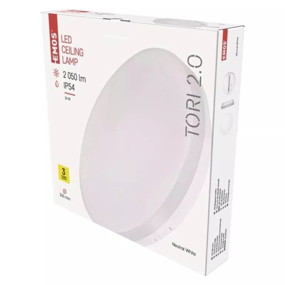 EMOS LED MENNYEZETI LÁMPA TORI 24W NW IP54 ZM4322