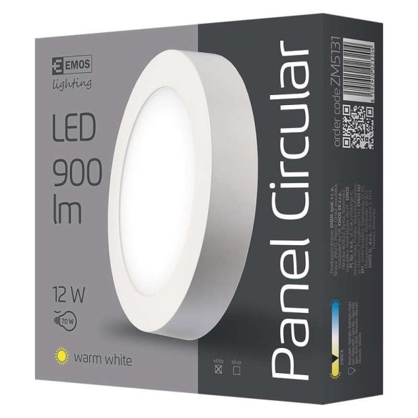 EMOS LED PANEL FALON KÍVÜLI 12W WW IP20