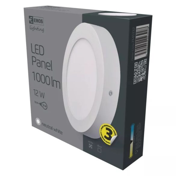 EMOS LED panel falon kívüli 12W 1000lm IP20 természetes fehér  ZM5132
