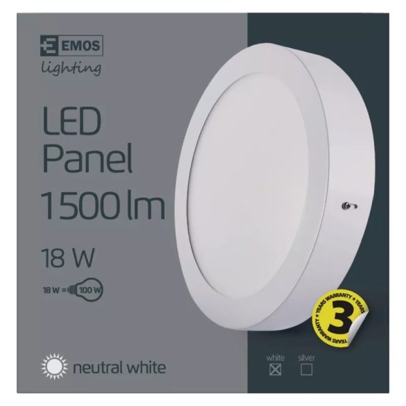 EMOS LED panel falon kívüli 18W 1500lm IP20 természetes fehér ZM5142