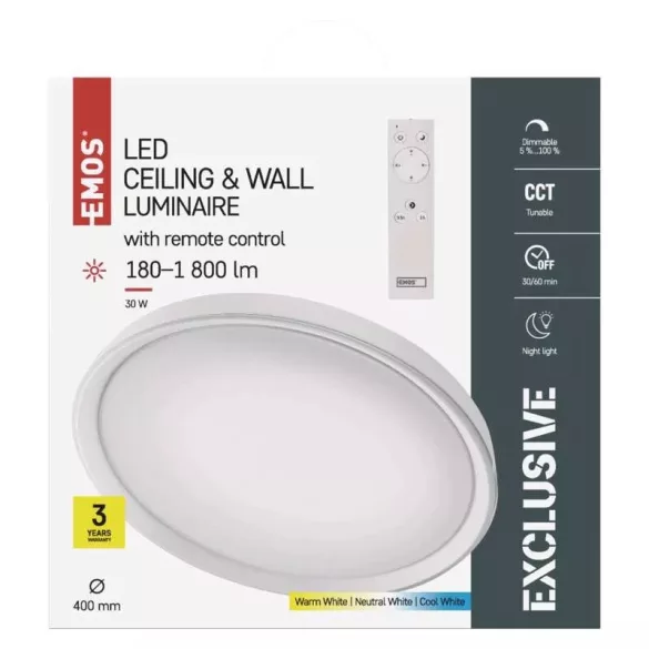 EMOS LED mennyezeti lámpa 30W 1800lm dimm. állítható színhőmérséklet ZM5168