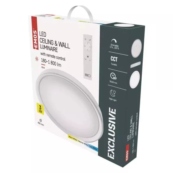 EMOS LED mennyezeti lámpa 30W 1800lm dimm. állítható színhőmérséklet ZM5168