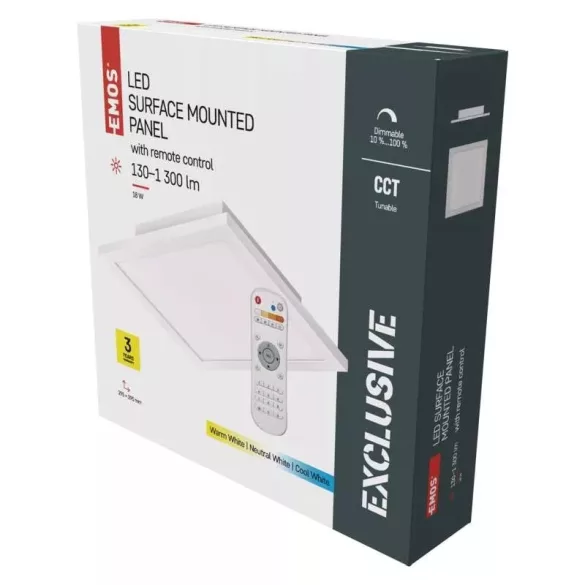 EMOS LED MENNYEZETI PANEL 30x30, 20W, DIMM., ÁLLÍTHATÓ SZÍNHŐM. ZM5171