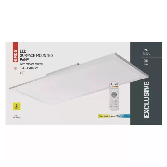 EMOS LED MENNYEZETI PANEL 30x60, 25W, DIMM., ÁLLÍTHATÓ SZÍNHŐM. ZM5172