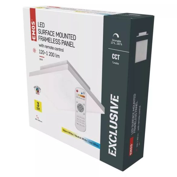 EMOS LED MENNYEZETI PANEL 30x30, 18W, DIMM., ÁLLÍTHATÓ SZÍNHŐM. ZM5181