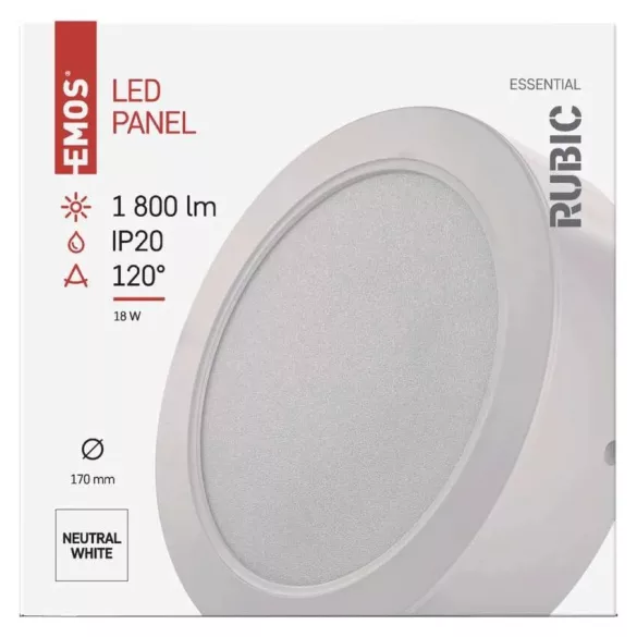 EMOS LED felületi lámpatest RUBIC, kerek, fehér, 18W, természetes fehér ZM5442