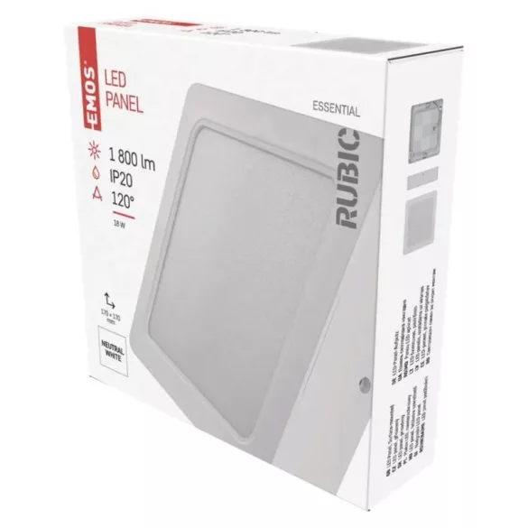 EMOS LED PANEL RUBIC NÉGYZET 18W 1800LM IP20 term.fehér ZM6442