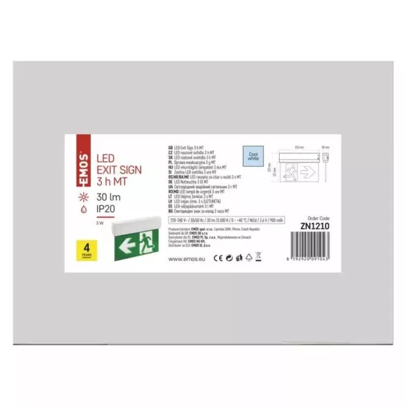 EMOS LED vészkijárat lámpatest 3W 3 óra MT ZN1210