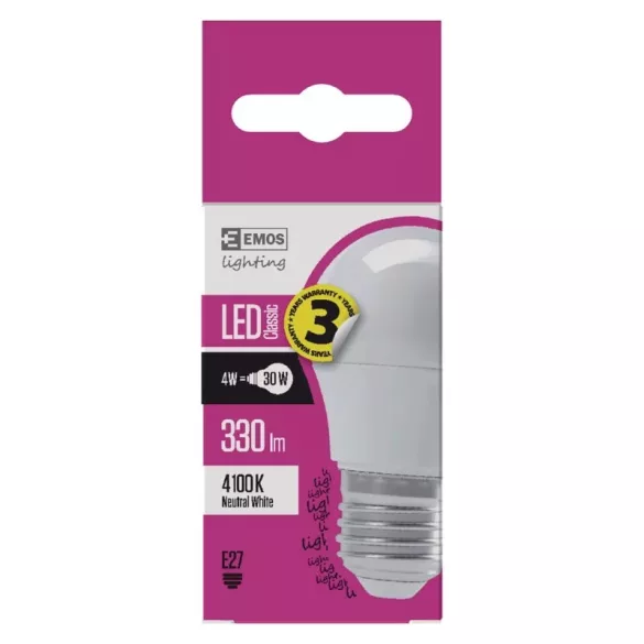 EMOS Classic LED izzó kisgömb E27 4W 330lm természetes fehér ZQ1111