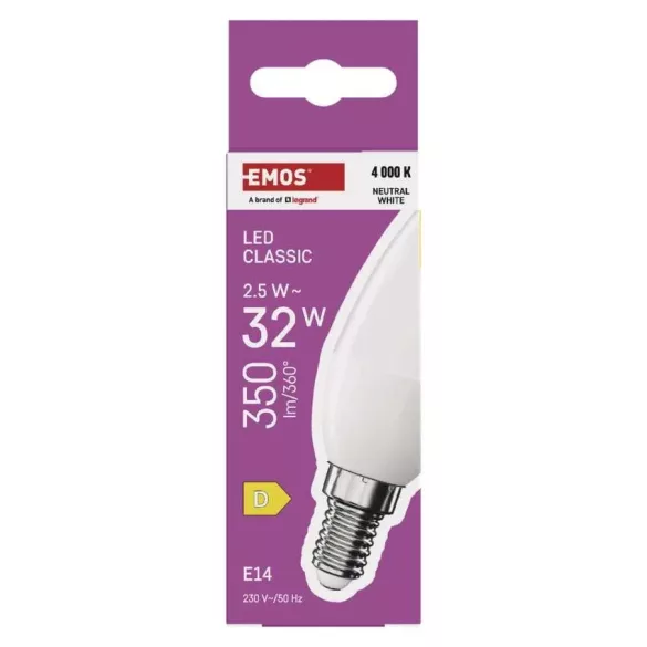 EMOS Classic LED gyertya E14 2,5W (32W) 350lm természetes fehér ZQ3D13