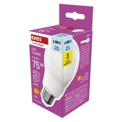   EMOS Classic LED izzó A60 / E27 / 9,5 W (75 W) / 1055 lm / Hideg fehér ZQ5E54