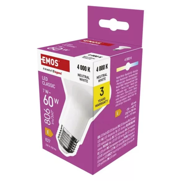 EMOS LED IZZÓ CLASSIC R63 7W E27 806LM  NW ZQ7E43