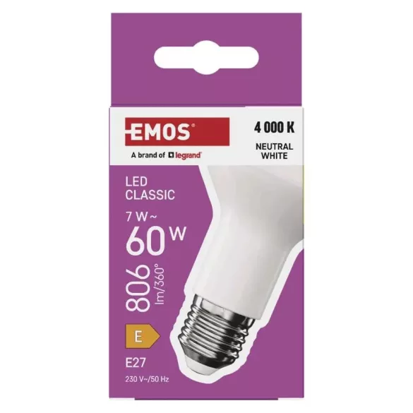 EMOS LED IZZÓ CLASSIC R63 7W E27 806LM  NW ZQ7E43